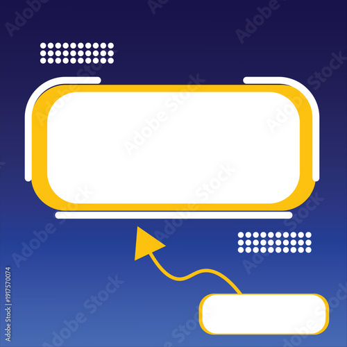 Simple blue and yellow infographic template featuring blank text boxes and flowing arrow shapes perfect for flowcharts or informational presentations