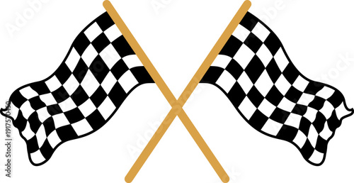 Crossed checkered or chequered flags for car racing for sports apps and websites