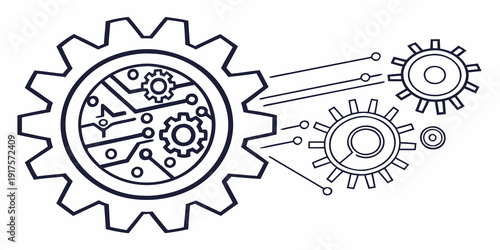 Intricate gear mechanisms with interconnected components and arrows.