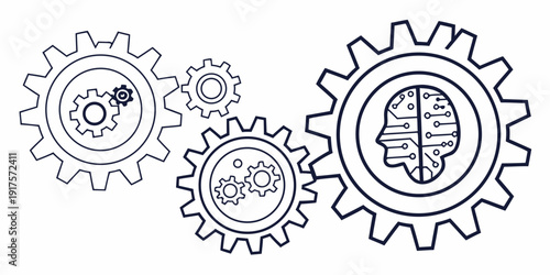 Intricate gears with brain and clock symbols representing learning and time management