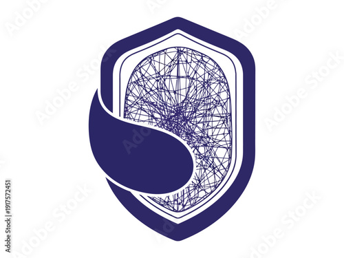 Abstract shield with intricate chaotic lines symbolizing protection and complex digital security