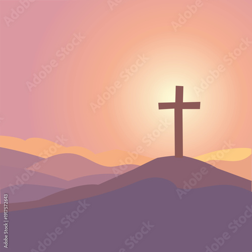 Minimal Christian Easter Faith Symbol Vector Illustration