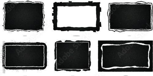 Vector art of collection of ten grunge frames each frame has a unique, rough texture, with varying shapes and sizes, perfect for adding an edgy touch