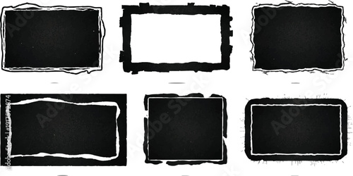 Vector art of collection of ten grunge frames each frame has a unique, rough texture, with varying shapes and sizes, perfect for adding an edgy touch
