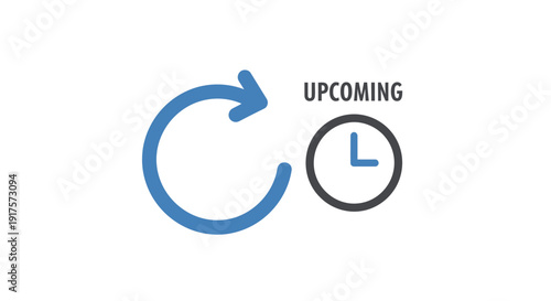Blue Arrow Clock Symbol Upcoming Event.