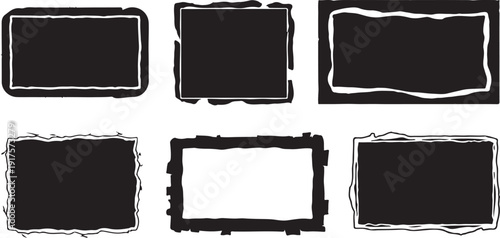 Vector art of collection of ten grunge frames each frame has a unique, rough texture, with varying shapes and sizes, perfect for adding an edgy touch