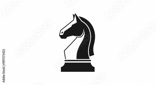 Black and white chess knight piece.