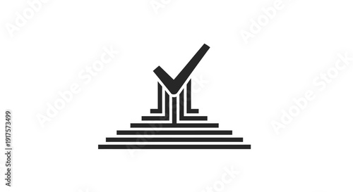 Black check mark icon on steps.