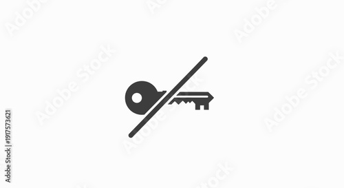 Black Key Icon Simple Design Element.