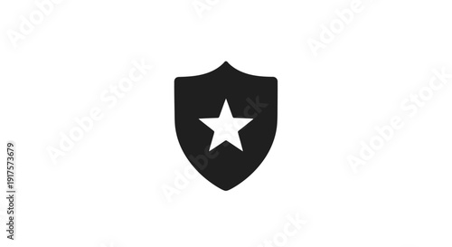 Black shield with white star symbol.