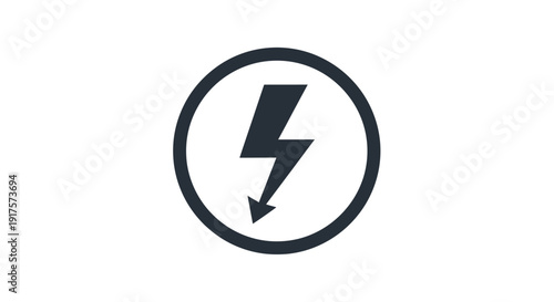 Black lightning bolt in circle icon.