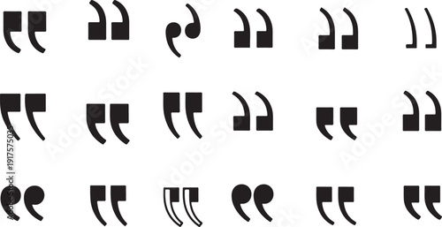 Set of quote mark. Quotes icon vector set. Quotemarks outline, speech marks, inverted commas or talking marks collection. Talk bubble speech icon. Black quotes icon.