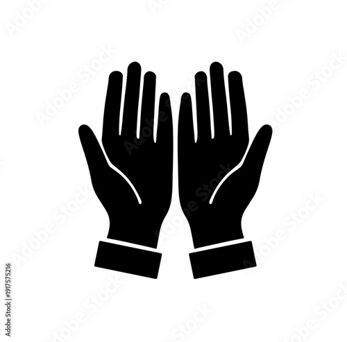Praying Hands Silhouette Icon Minimal Black and White Prayer Gesture Symbol