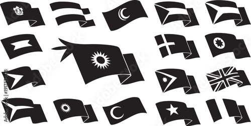 Collection of various international flags on white background