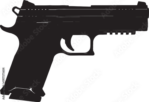 Handgun pistol silhouette set with modern firearm weapon designs side view isolated on white background vector