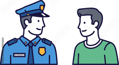 Police officer communicating with citizen during community outreach interaction