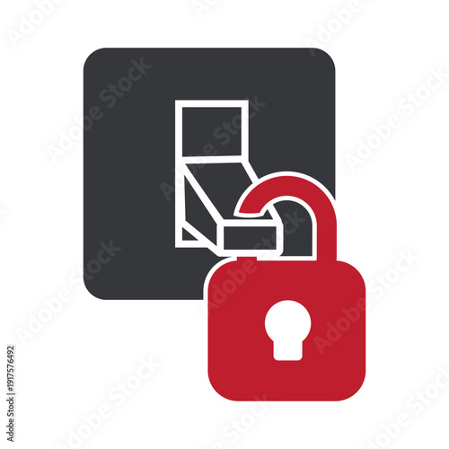 Isolated electric switch with padlock symbol for lockout tagout safety procedure maintenance energy isolation industrial