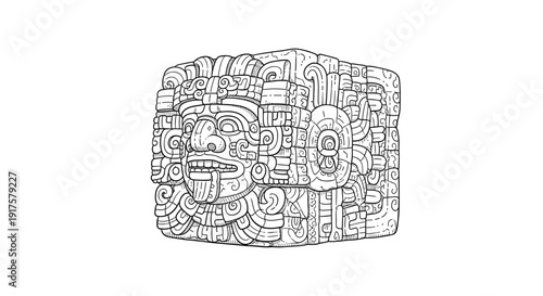 Intricate ancient tribal mask with geometric symbolism