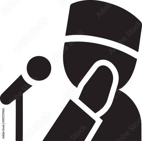 Konstfotografi Muslim Man Reciting Adhan into Microphone Icon Silhouette for Islamic Call to Pr