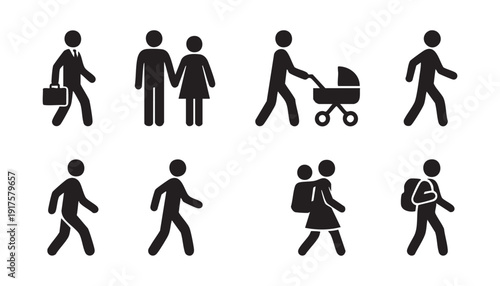 Daily walking human silhouette vector for everyday activity and lifestyle concept