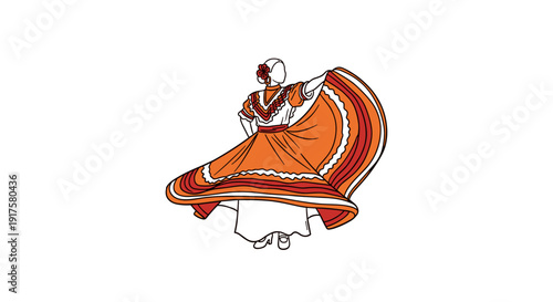 Colorful minimalist dance in traditional dress with dynamic movement