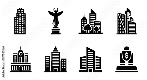Cityscape silhouettes: architectural icons and urban landmarks