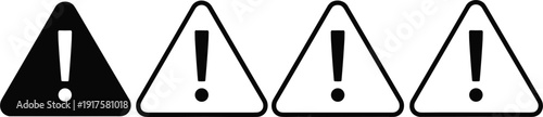 Warning Triangle Exclamation Mark Icon Set Safety Alert Hazard Symbol Outline And Solid Vector Illustration