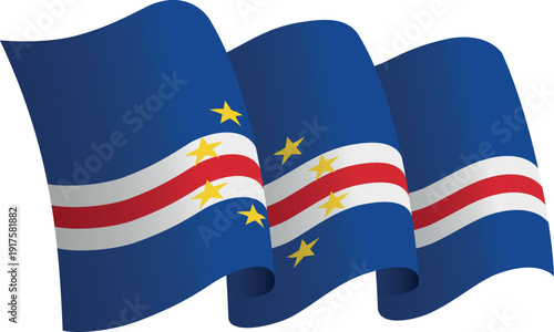 Flag of Cape Verde. Ribbon style flag that conveys a sense of movement and waving effect