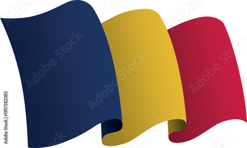 Flag of Chad. Ribbon style flag that conveys a sense of movement and waving effect