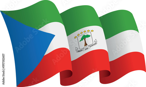 Flag of Equatorial Guiena. Ribbon style flag that conveys a sense of movement and waving effect
