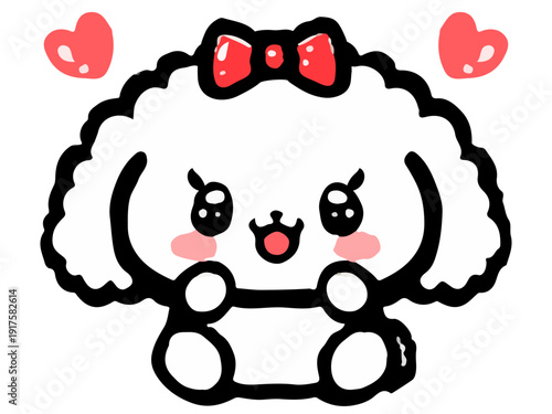 お座りする可愛いトイプードルの落書きイラスト素材4