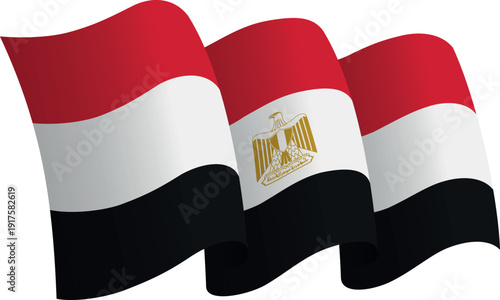 Flag of Egypt. Ribbon style flag that conveys a sense of movement and waving effect