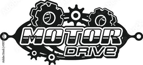 Car race sport vintage Y2K icon or badge. Drive motorsport retro vector icon, road racing competition Y2K sign. Speed race championship emblem with motor drive retro typography and gears cogwheels