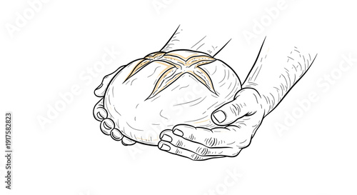 Hand holding freshly baked bread: craftsmanship and simplicity in baking