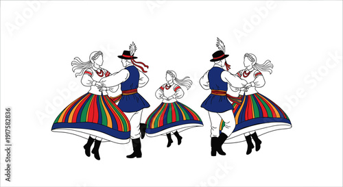 Traditional polish folk dance in vibrant costumes