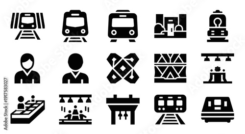 Urban transit icons: minimalist symbols for modern transportation and infrastructure