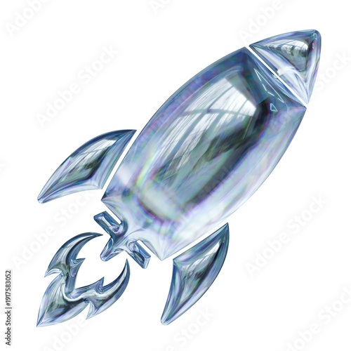 Rocket Glassmorphism 3D Render Icons