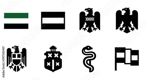 Historic symbols collection: heraldic eagles and iconic emblems