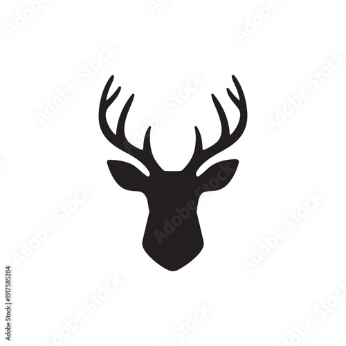Large whitetail deer head silhouette vector illustration icon design.