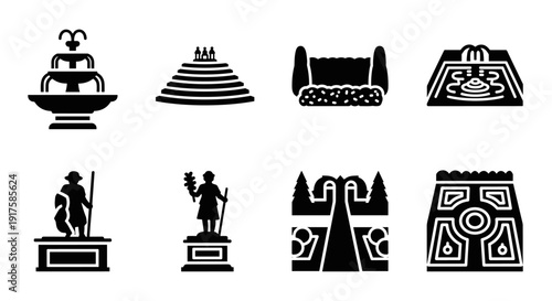 Historic landmarks and monument silhouettes