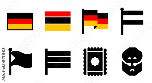 Minimalist german flag icons and symbols collection