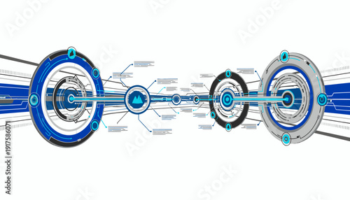 Futuristic mechanical gears and cogs in a technological system.