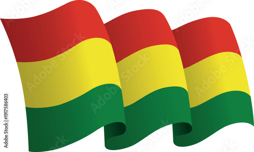 Flag of Bolivia. Ribbon style flag that conveys a sense of movement and waving effect