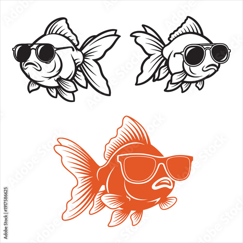 Cute Goldfish Cartoon Whimsical Aquatic Illustration