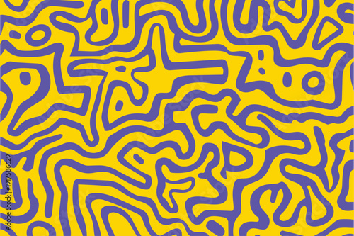 Vector irregular organic lines seamless pattern digital marbling swirls abstract wavy ornament line art