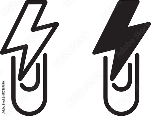 Electricity symbol in test tube line and filled icon variation