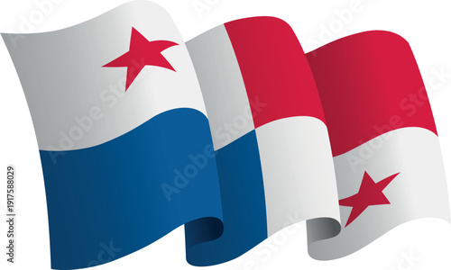 Flag of Panama. Ribbon style flag that conveys a sense of movement and waving effect