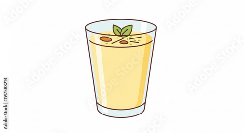 Fresh herbal tea in a glass cup with leaves and spices healthy drink concept
