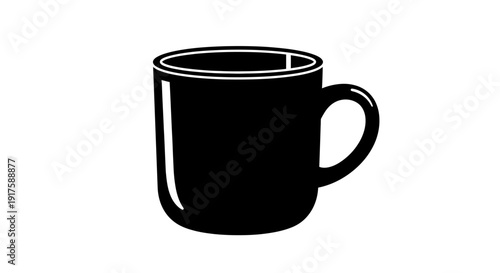 Black coffee mug isolated on white background for beverages and design