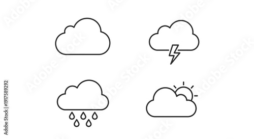 Weather icons set illustrating different conditions for design and communication